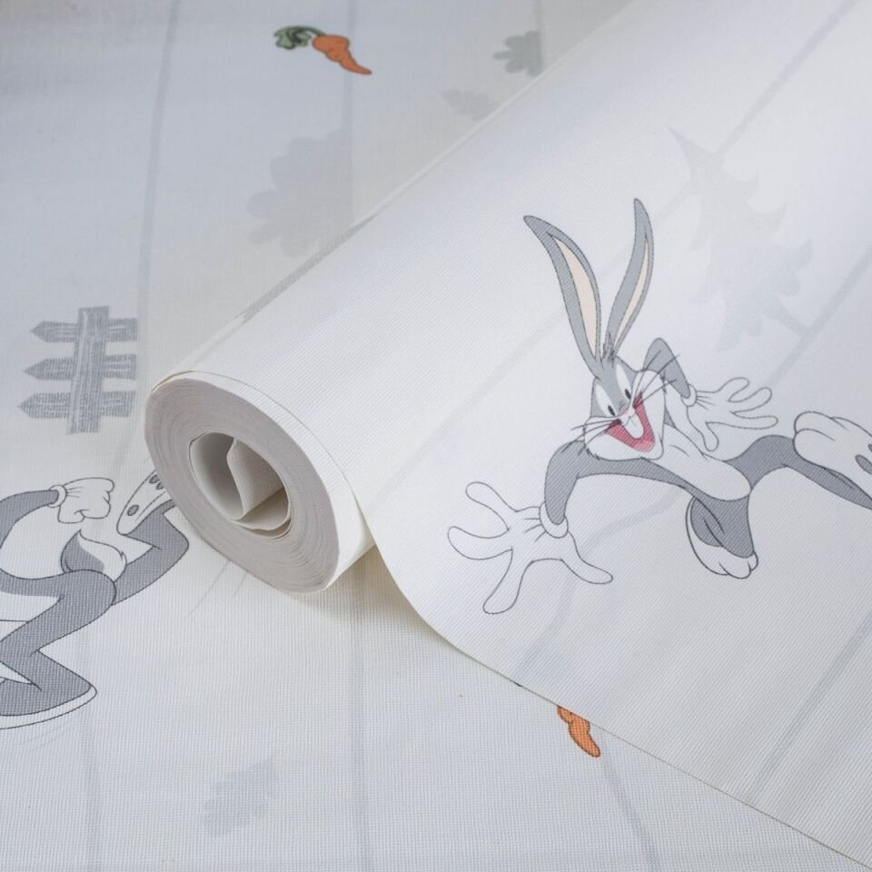 ADA KIDS 8934 Serisi - 1 Açık Beyaz | Bugs Bunny Çizgi Film Karakterli Duvar Kağıdı
