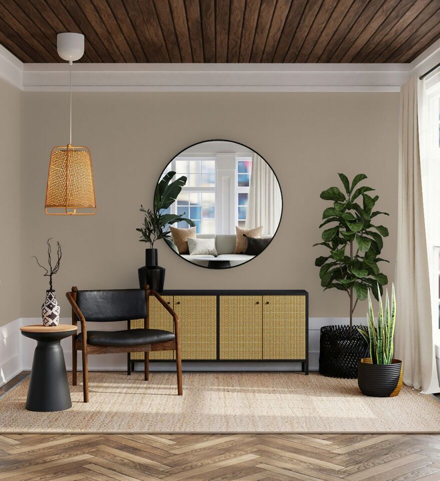 HUE 24201 Serisi - 17 Koyu Krem | Modern Düz Desen Duvar Kağıdı
