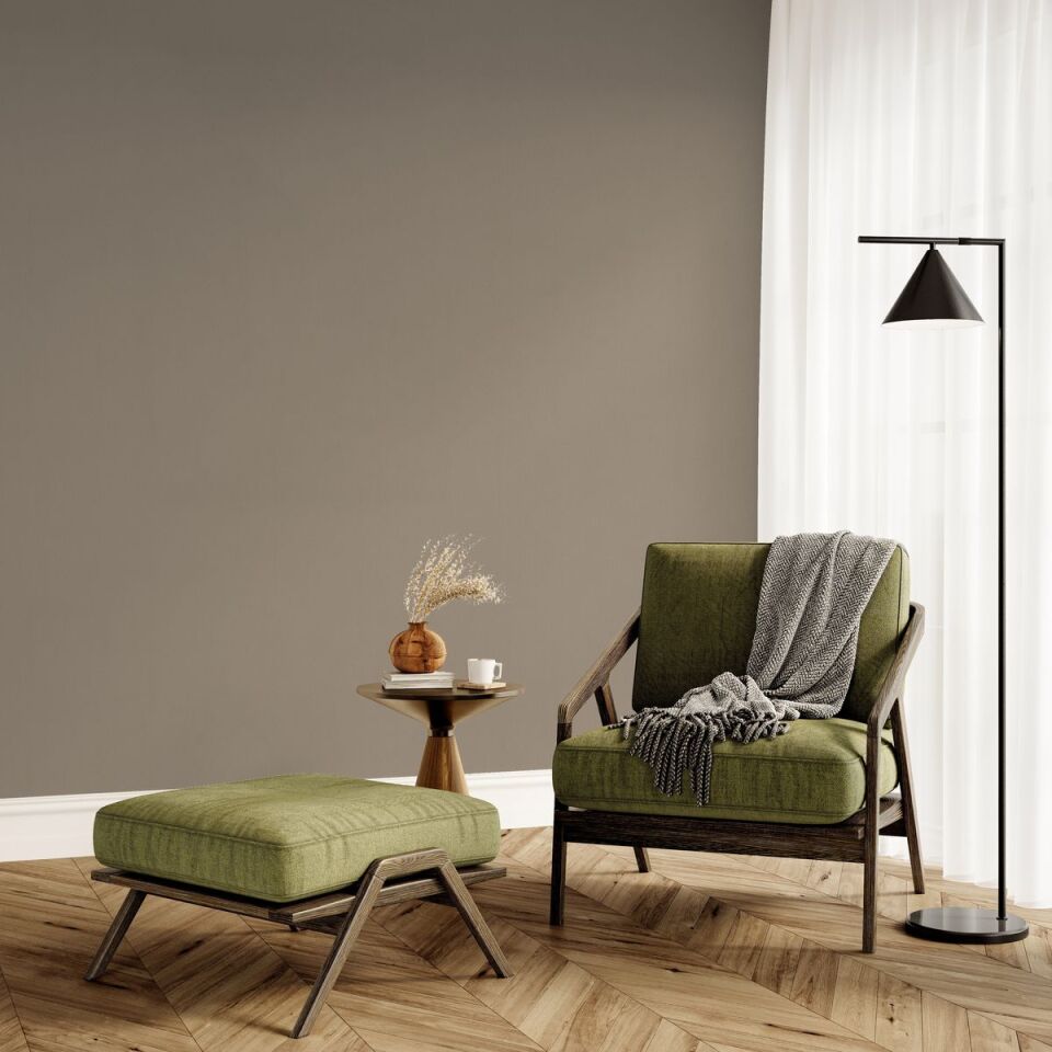 HUE 24201 Serisi - 17 Koyu Krem | Modern Düz Desen Duvar Kağıdı