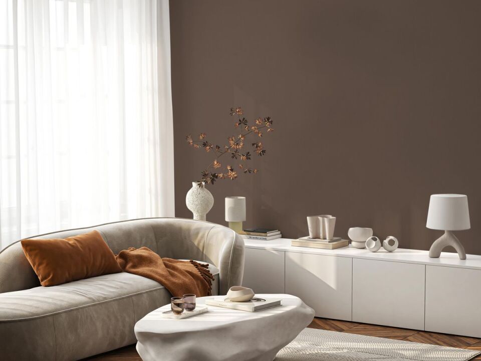 HUE 24201-20 Kahverengi | Modern Düz Desen Duvar Kağıdı
