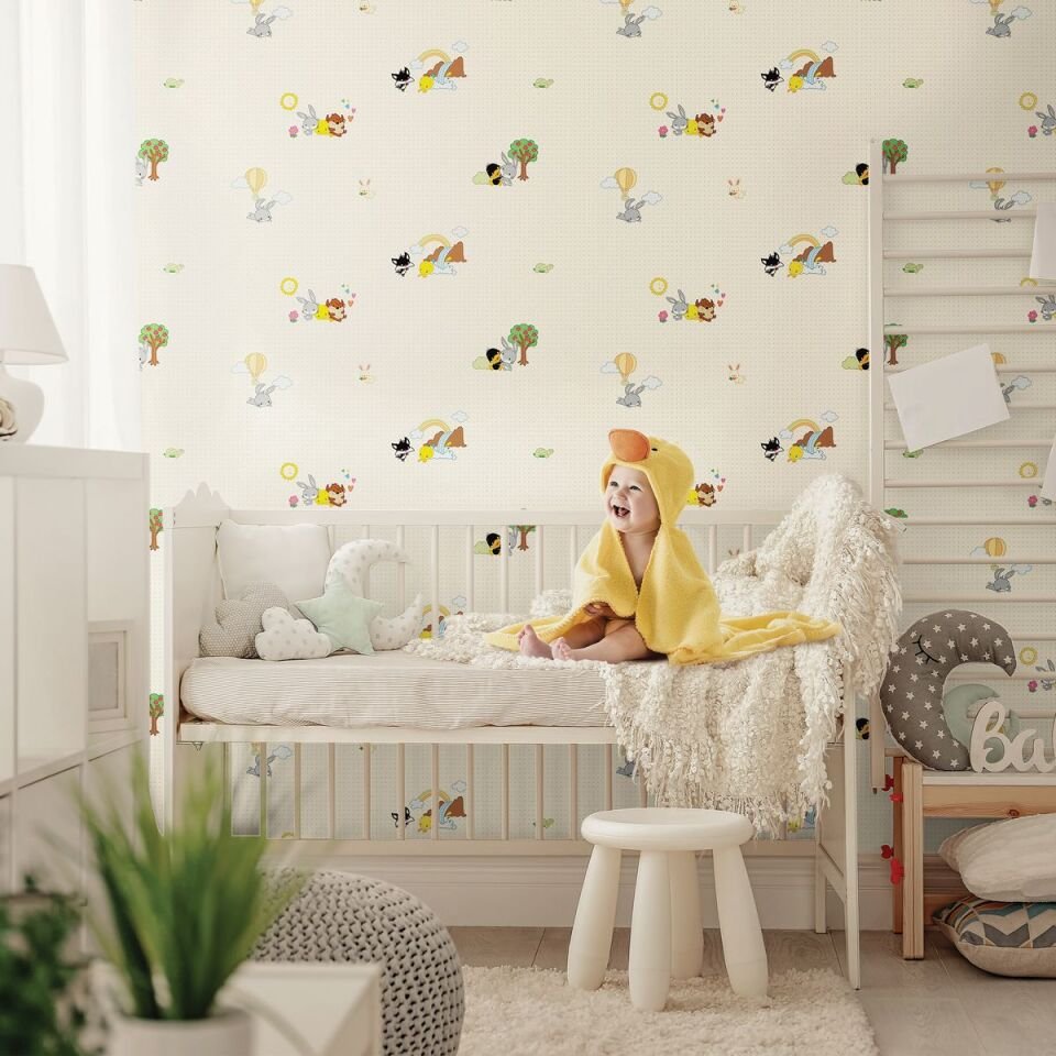 ADA KIDS 8939  Serisi - 1 Açık Beyaz | Looney Tunes Karakterli Duvar Kağıdı