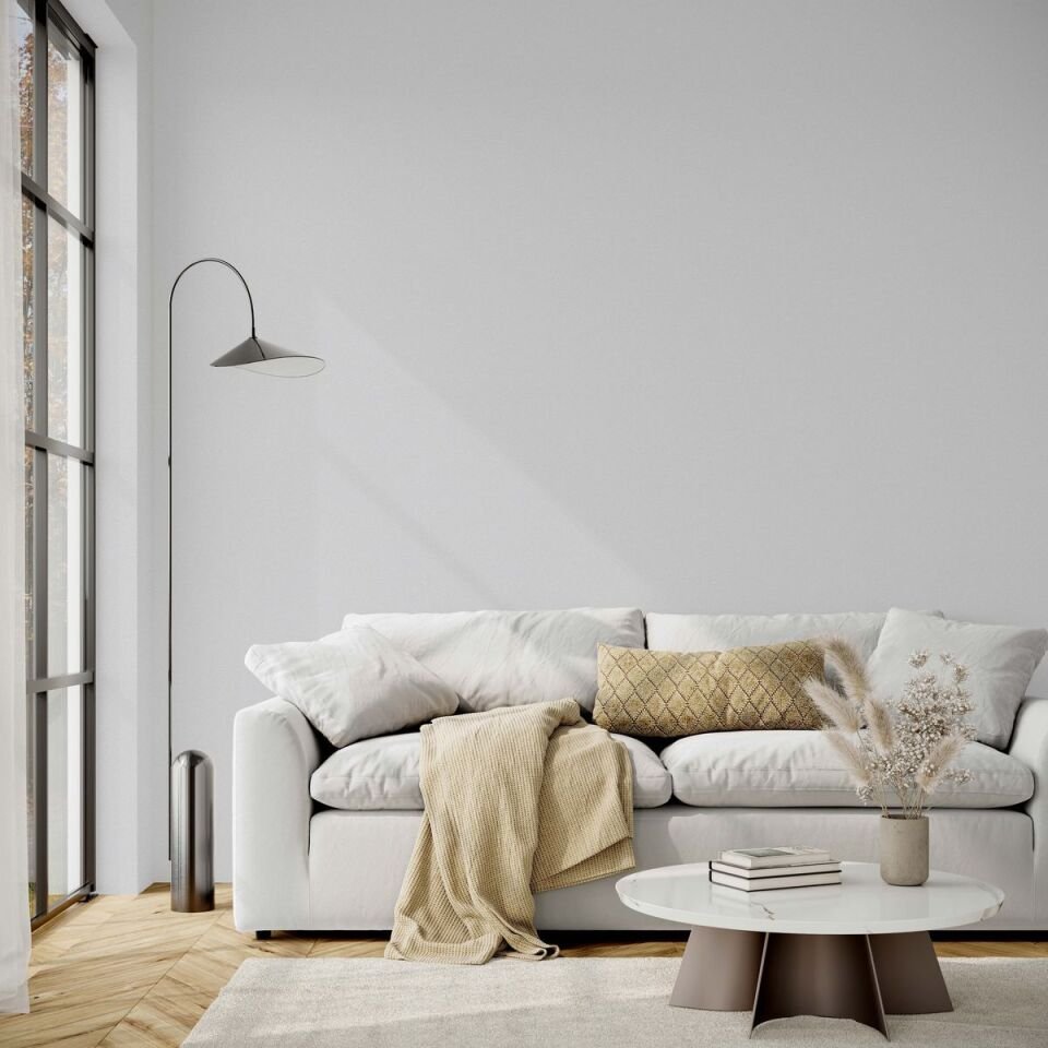 HUE 24202-2 Beyaz | Modern Düz Desen Duvar Kağıdı