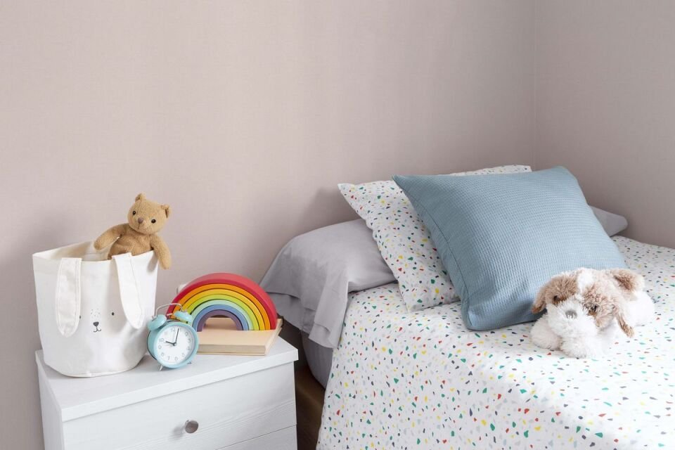 ADA KIDS 8942  Serisi - 1 Açık Pembe | Keten Kumaş Dokulu Duvar Kağıdı