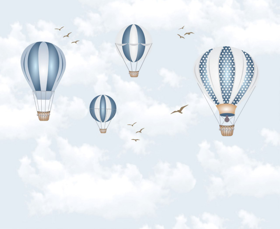 Bulutlar Arasında Uçan Sıcak Hava Balonları Duvar Posteri