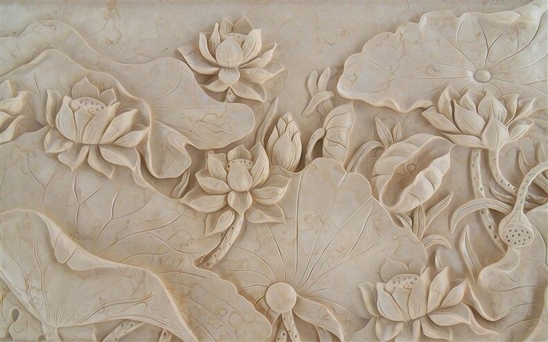 3D Lotus Çiçeği Kabartma Duvar Sanatı